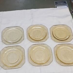 1930’s Depression Federal Glass Plate Madrid Pattern 6” Lot Of 6